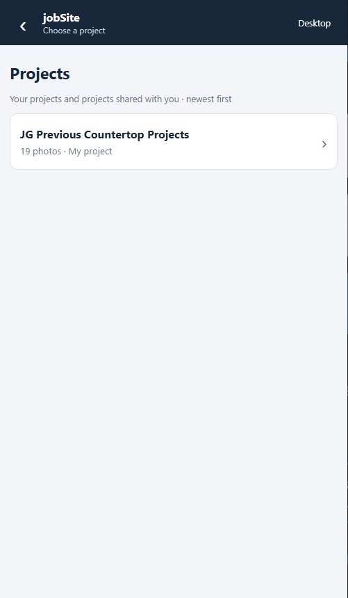 Jobsite mobile project selection